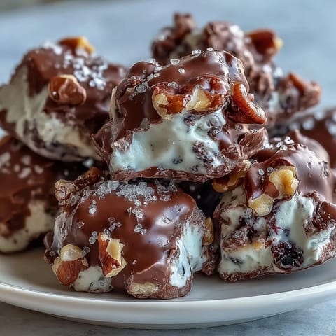 Wholesome Frozen Blueberry Yogurt Clusters with walnuts and sea salt on parchment.