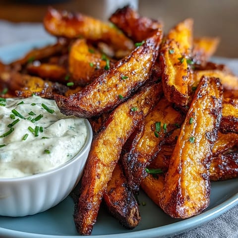 Aromatic sweet potato fries air-fried to perfection, paired with tangy onion dip, ideal for parties or casual munching.
