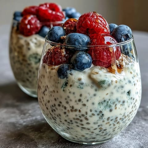 A light, tangy yogurt chia pudding infused with vanilla bean, perfect for a nourishing snack or dessert.