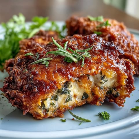 Southern comfort food feast featuring spicy fried chicken and warm honey butter biscuits, perfect for family dinner.  