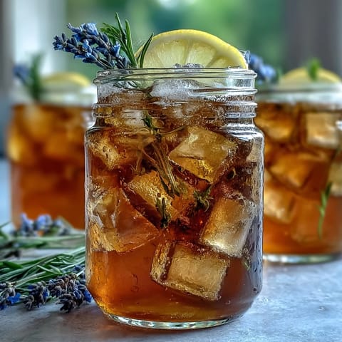 A vibrant pitcher of lavender honey lemonade, golden and fragrant with fresh lemon slices and lavender sprigs.