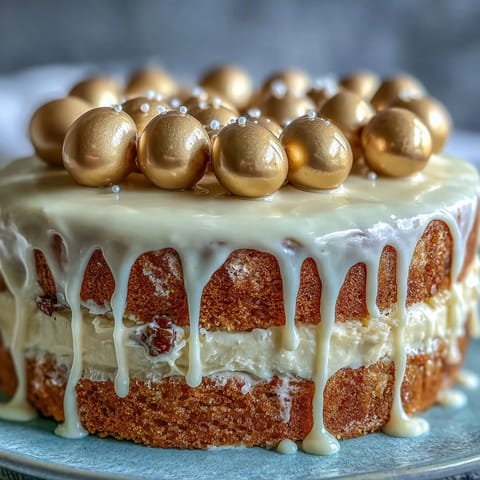 Elegant graduation cake with white chocolate drip and golden balloon toppers, perfect for celebrating academic milestones.