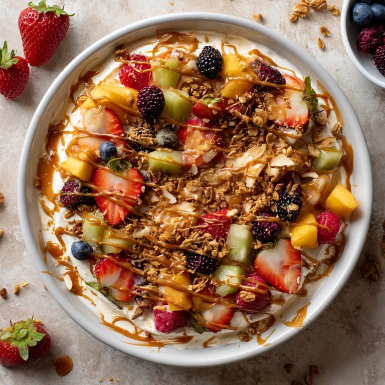 A bowl of fruit with strawberries, blueberries, and raspberries.