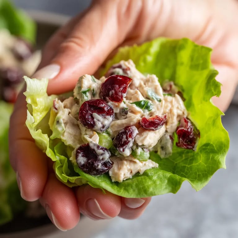 A hand holding a lettuce leaf with a salad.