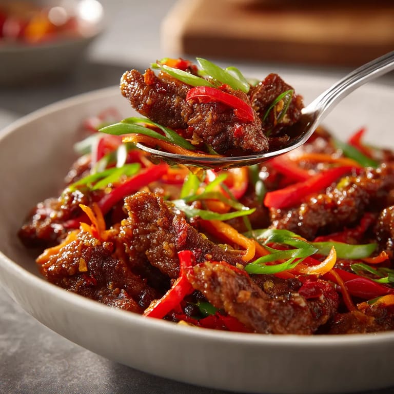 A bowl of food with a spoon in it.