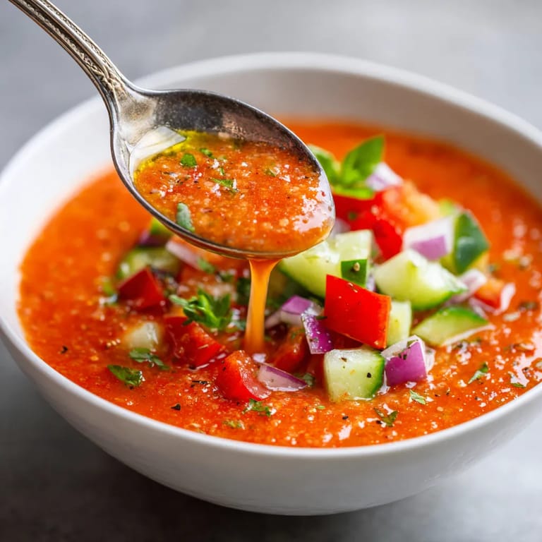 A spoon is in a bowl of soup.