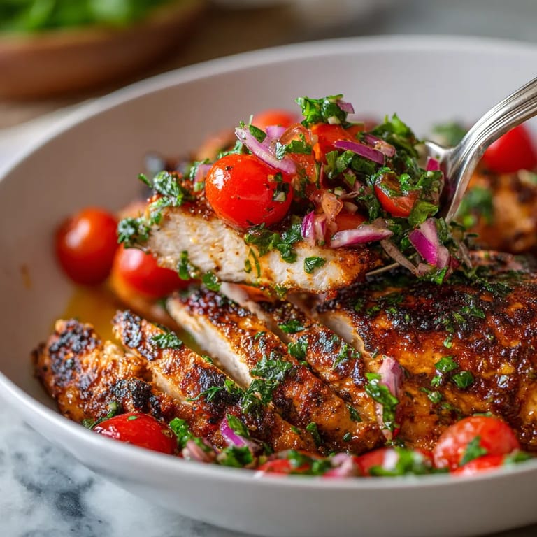 A bowl of food with tomatoes and onions.
