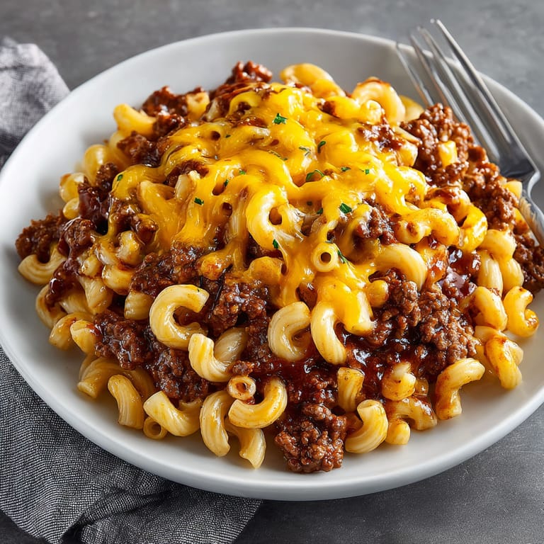 A plate of macaroni and cheese.