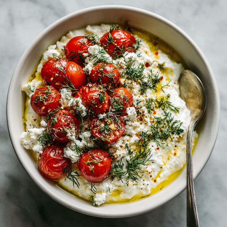 A bowl of food with tomatoes and cheese.