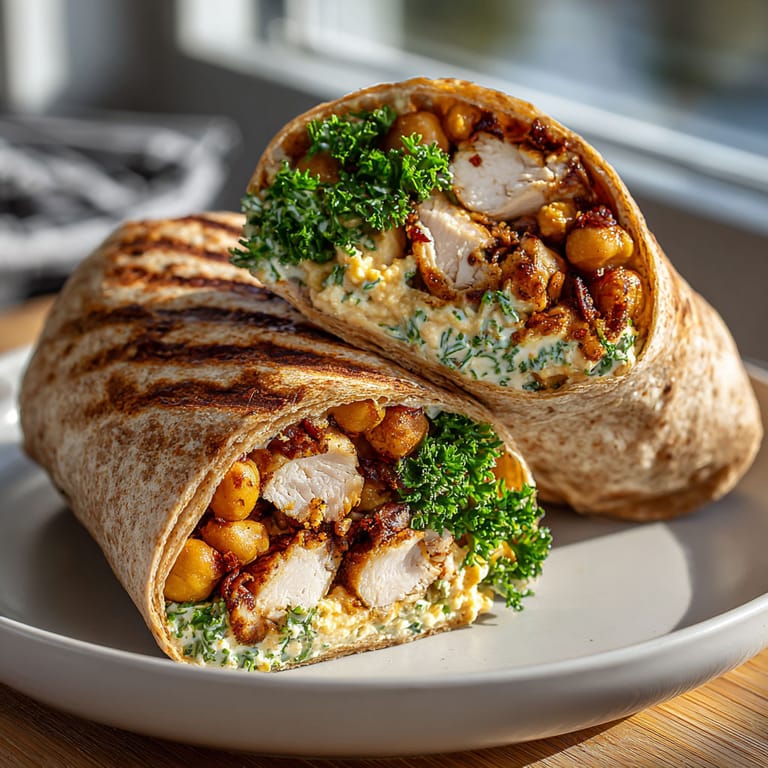 A sandwich with chicken, beans, and vegetables on a plate.