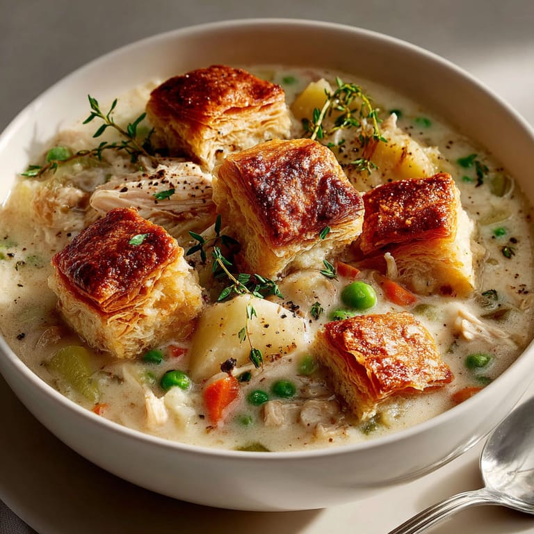 A bowl of soup with a spoon in it.