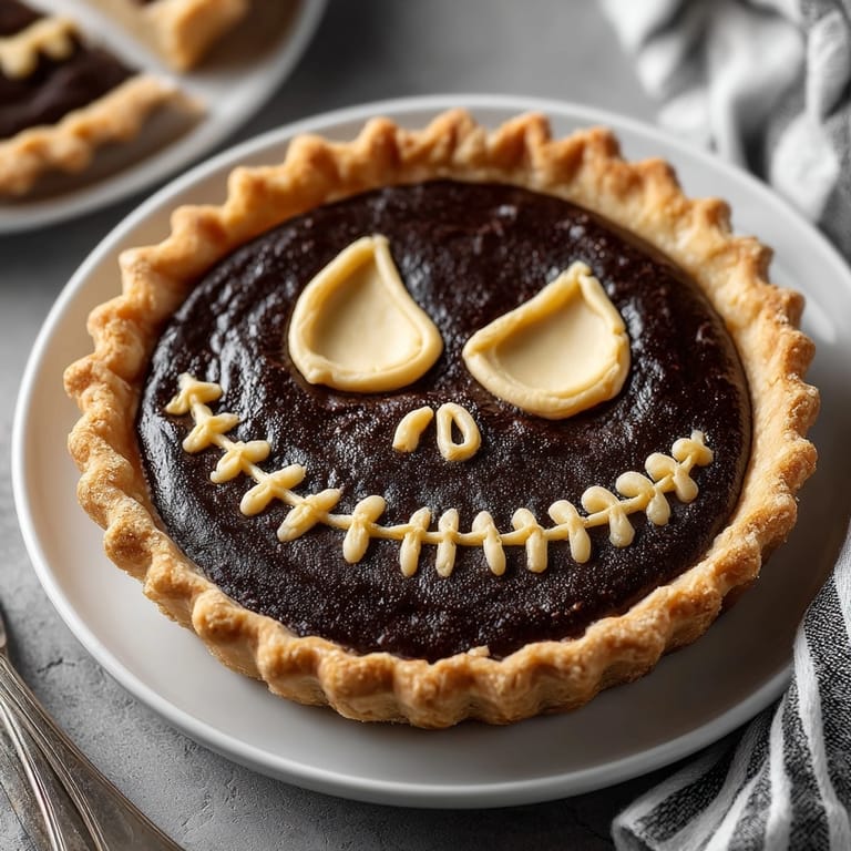 Black cocoa Jack Skellington Pie: A delightfully thematic dessert for all &quot;Nightmare&quot; fans.