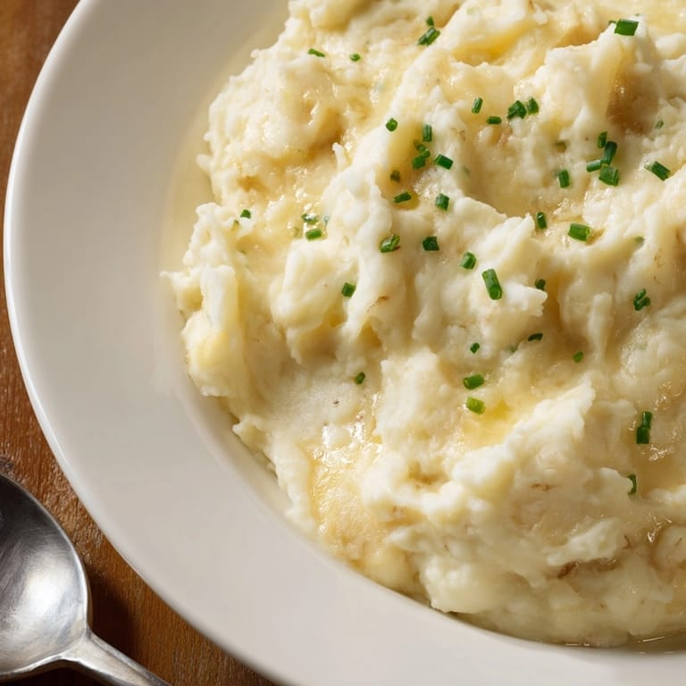 Homemade Smoked Gouda Mashed Potatoes recipe: Fluffy Yukon Golds infused with smoky cheese flavor.