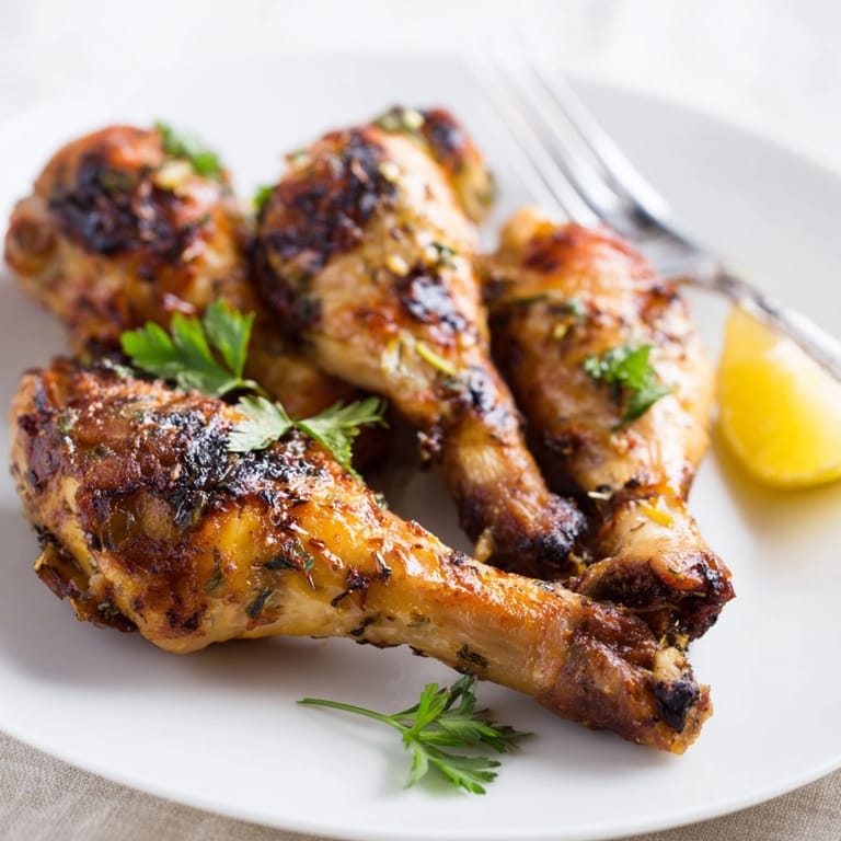 Savory Garlic Herb Roasted Chicken Drumsticks, coated in fragrant herbs, ready for weeknight dinner.