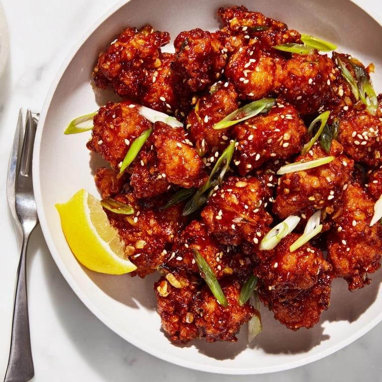 Perfectly glazed Japanese Karaage with sweet chili sauce, served with lemon wedges, looks juicy.