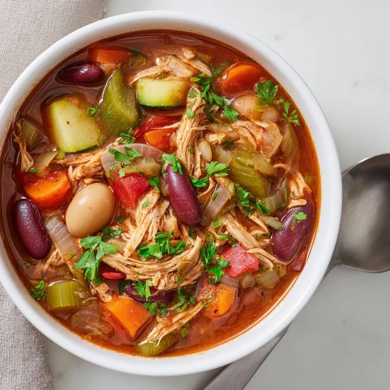 Savor the spices and vibrant ingredients in this flavorful Cajun Turkey Veggie Soup.