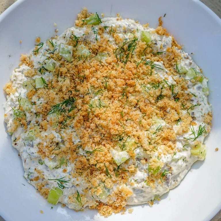 Close-up of Fried Pickle Dip, showcasing the tangy goodness and fresh green onions.