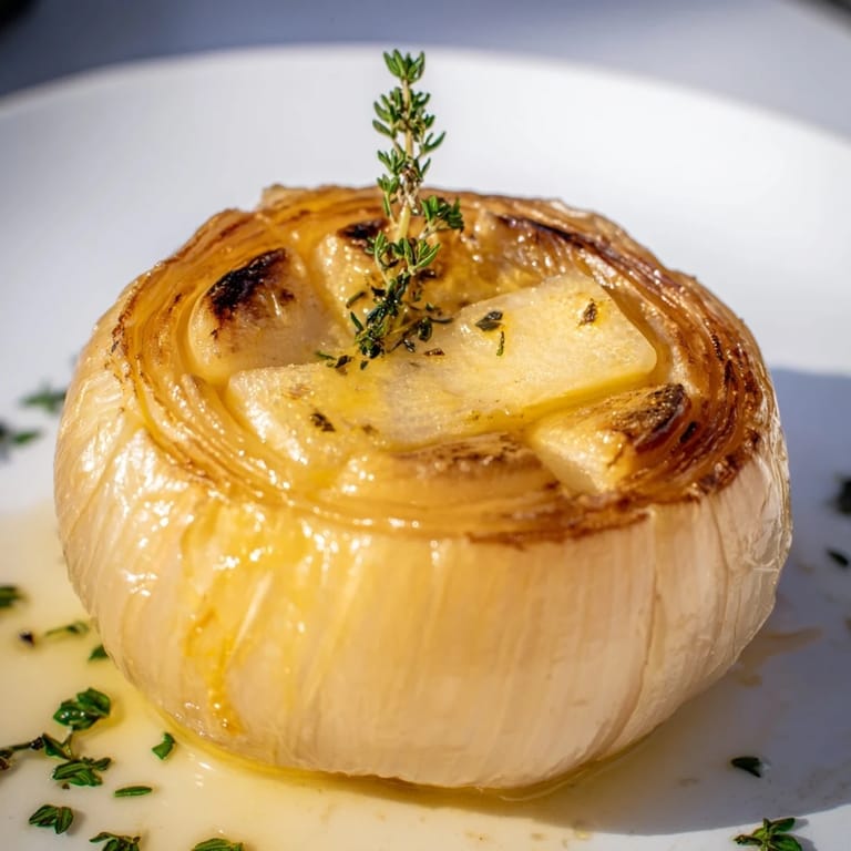 Fragrant Onion Boil, with thyme and garlic, served with a drizzle of its own delicious buttery juices.