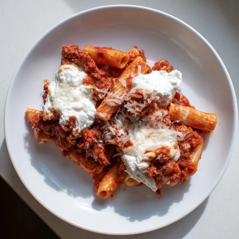 Golden-brown, bubbly slow cooker baked ziti, a vegetarian delight, perfect for family dinner tonight.
