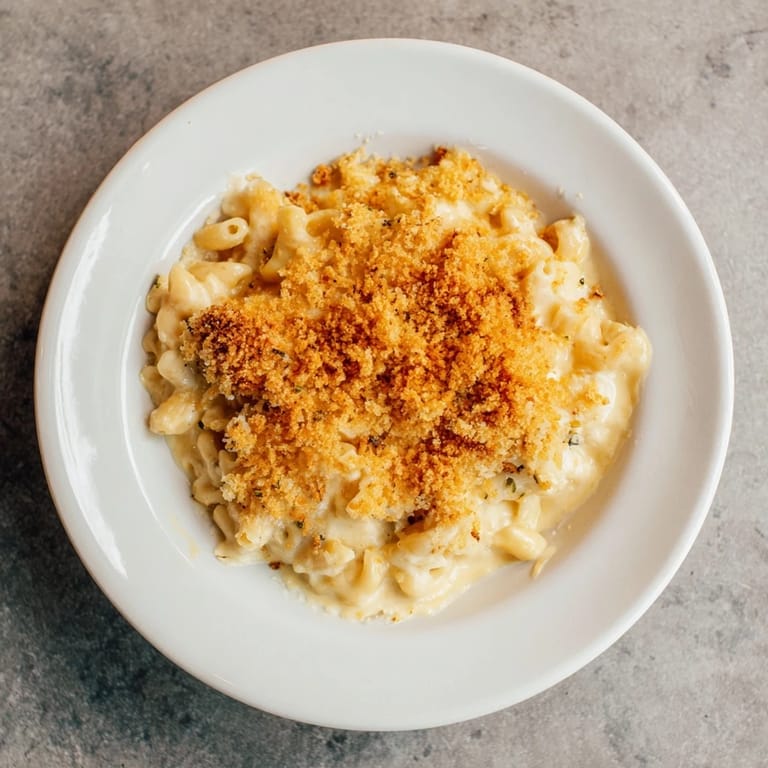 Homemade Old-Fashioned Baked Mac & Cheese, rich and creamy, ready for a comforting family meal.