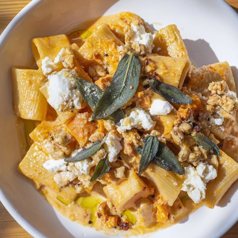 This Viral Sweet Potato Goat Cheese Sage pasta features perfectly caramelized sweet potatoes and crispy sage.