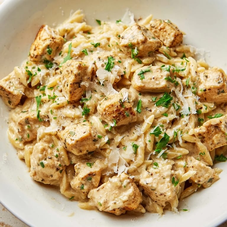 Golden chicken pieces and creamy Cajun Alfredo sauce coat the orzo in this one-pot meal.
