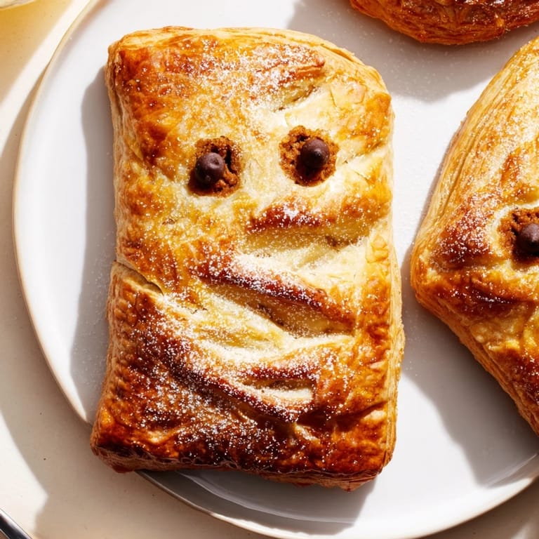 Imagine the flaky layers of the homemade Sleeping Gingerbread Puff Pastry Pockets, dusted with powdered sugar.
