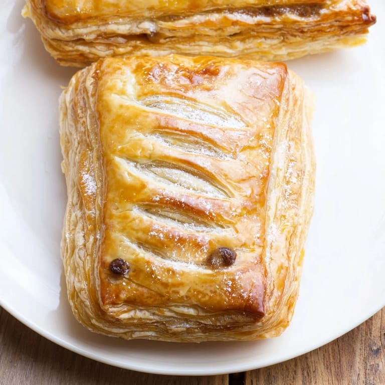 Freshly baked Sleeping Gingerbread Puff Pastry Pockets with chocolate chip eyes, a perfect holiday treat.