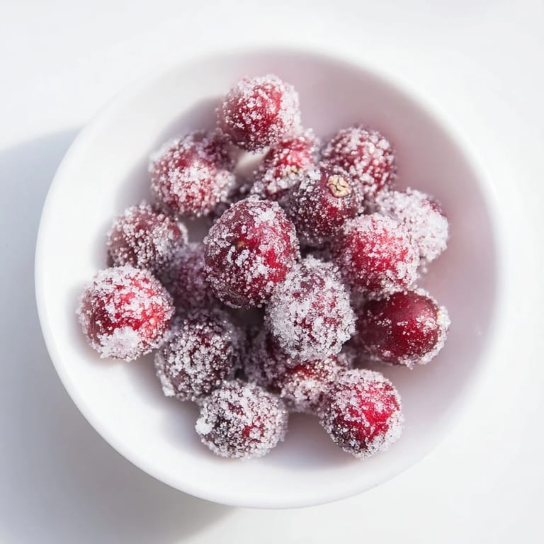 Sugar-coated 5-Minute Express Candied Cranberries, the perfect homemade topping, ready in five minutes flat.