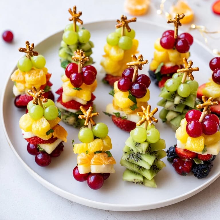 Vibrant and refreshing Ornament Fruit Medley served on a platter, ready for your holiday party guests.
