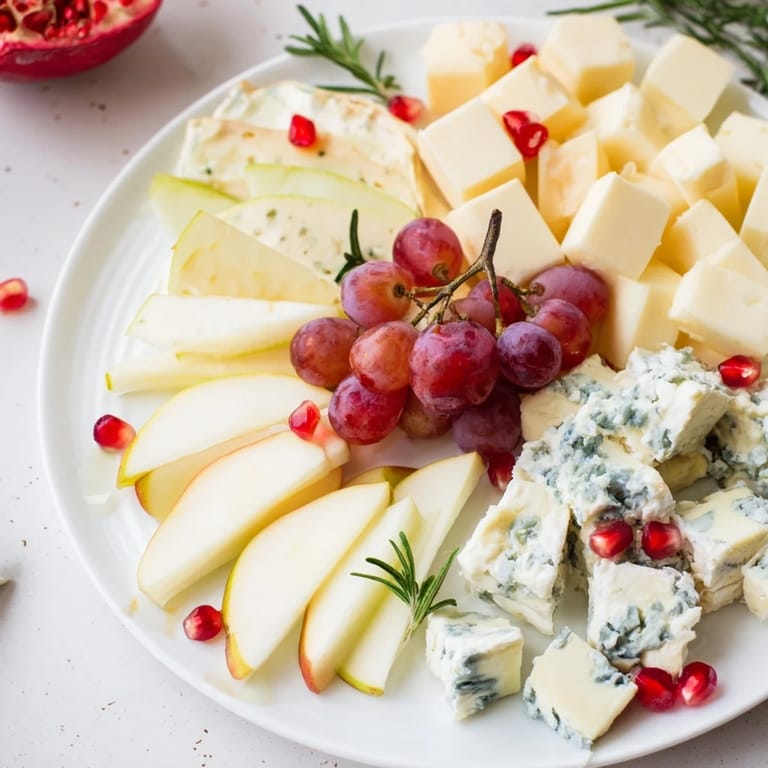 Festive Winter Wonderland Snack Board, overflowing with colorful fruits, crackers, and delicious candied pecans.