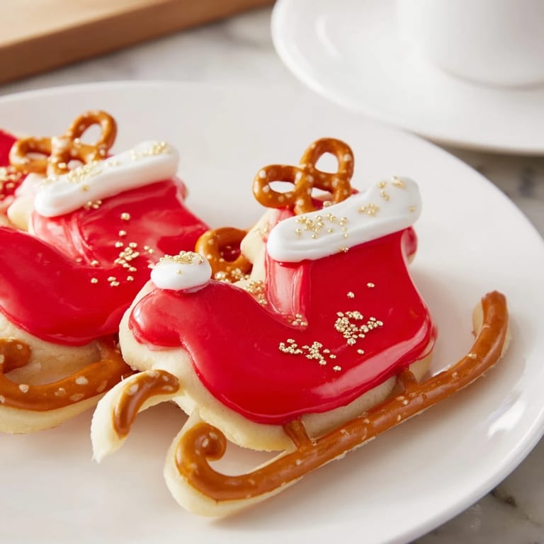 Freshly baked Santa's Sleigh cookies showcase a charming holiday display, full of seasonal cheer.