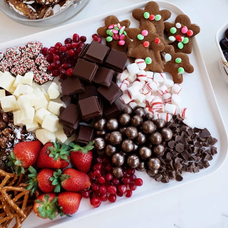 A delightful Cozy Mitten Dessert Board featuring Christmas colors and textures, ready to enjoy with friends.