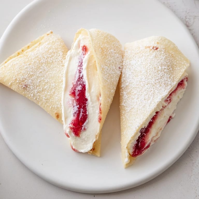 Sweet and savory Snow Angel Tortilla Wraps, a quick snack, are arranged for serving after being cut in half.