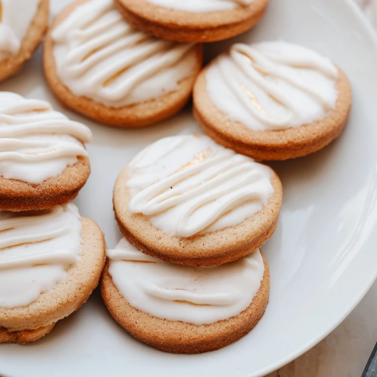 Freshly baked Holiday Cookies with Icing Drizzle, featuring a delightful, sweet icing for every bite.