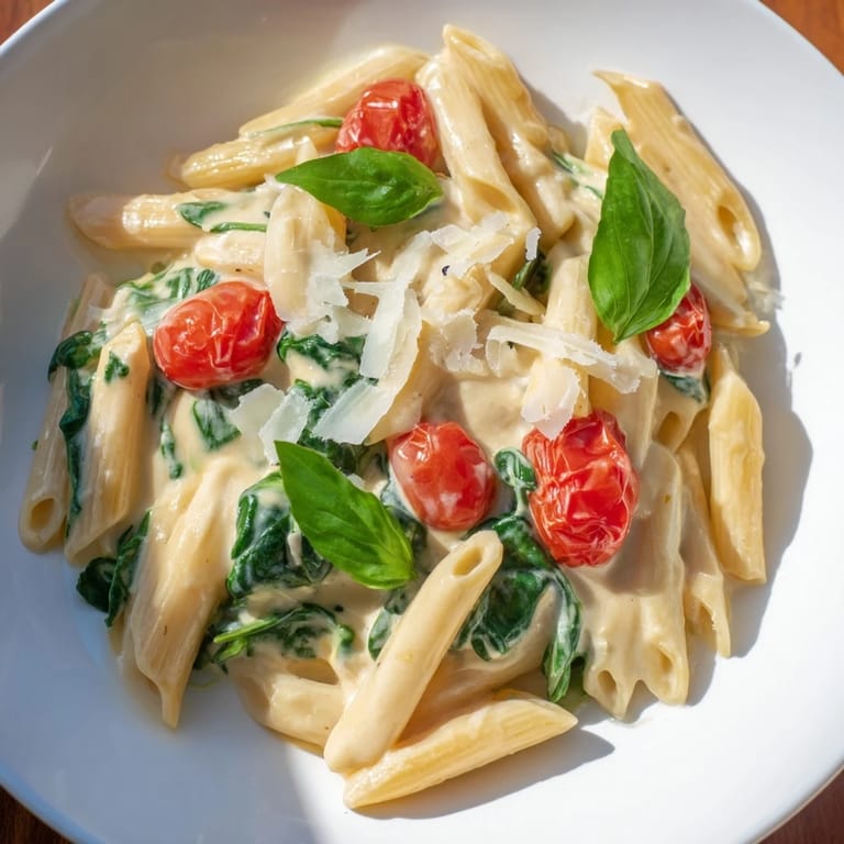 A bowl of delicious Cottage Cheese High-Protein Creamy Pasta, steaming and ready to enjoy.