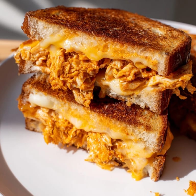 Perfectly grilled Spicy Crispy Chicken Sandwich Grilled Cheese, a symphony of textures, ready to eat!