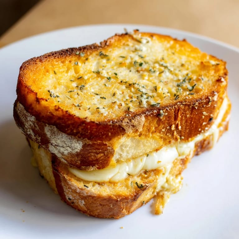 Crispy sourdough and melting cheese highlight this simple, flavorful Garlic Butter Mayo Grilled Cheese sandwich.