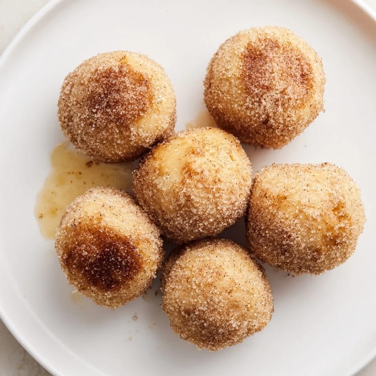 Close-up of freshly made Air Fryer Cinnamon Donuts, showing their soft interior and sweet topping; a delicious treat.