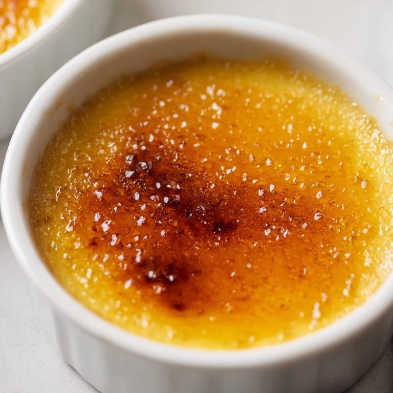 Enjoy the silky custard texture of this simple 3-Ingredient Crème Brûlée, a delightful dessert.
