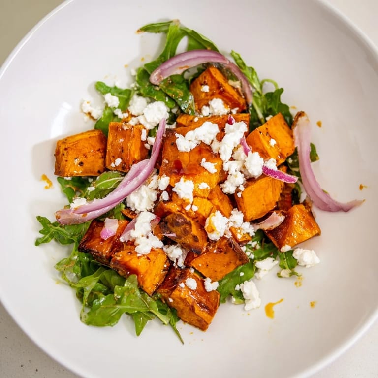 Tangy honey-lime dressing coats this delicious Roasted Sweet Potato Salad; a colorful vegetarian dish.