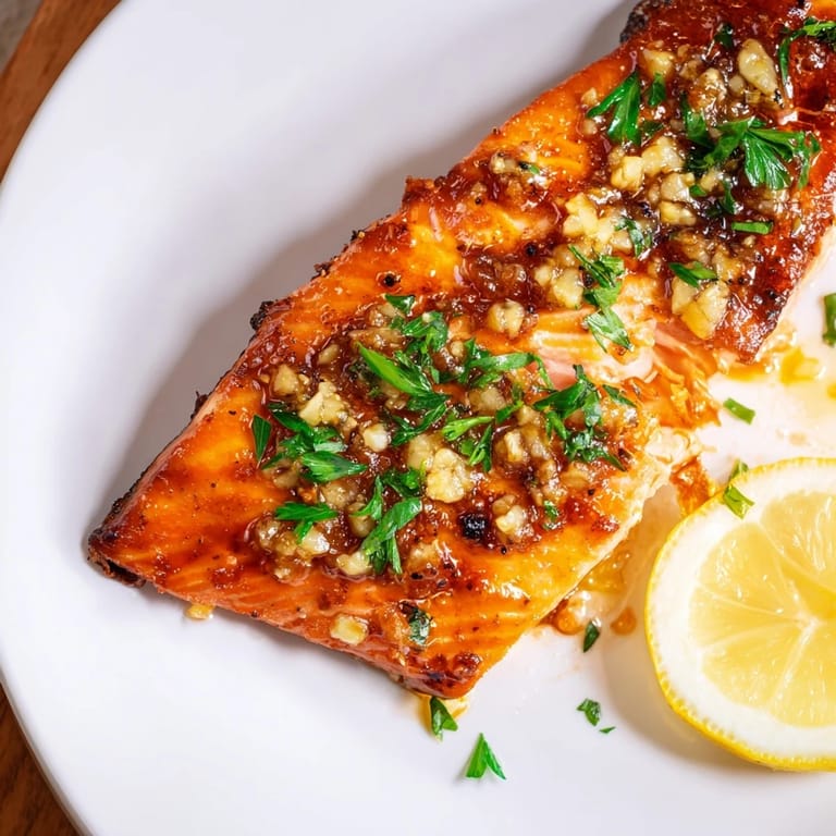 Perfectly cooked Honey Garlic Glazed Salmon, flaky and tender with a caramelized honey-garlic crust.