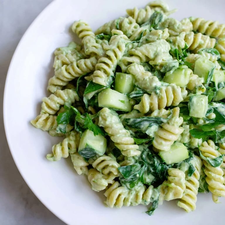 Vibrant Green Goddess Pasta Salad: A refreshing, flavorful pasta salad with a creamy avocado dressing.