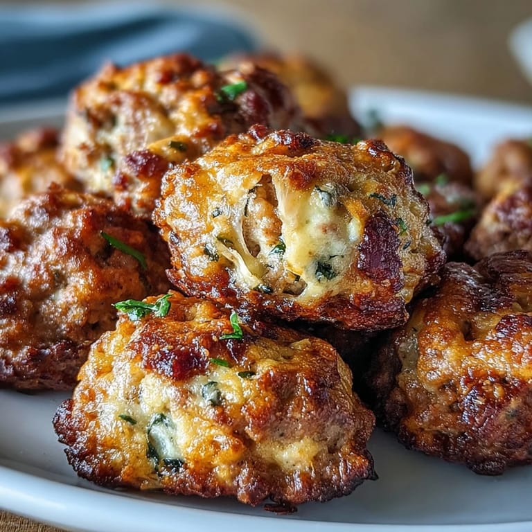 A serving platter of delicious Rotel Sausage Balls, perfect for game day parties or a hearty Southern-style breakfast spread.