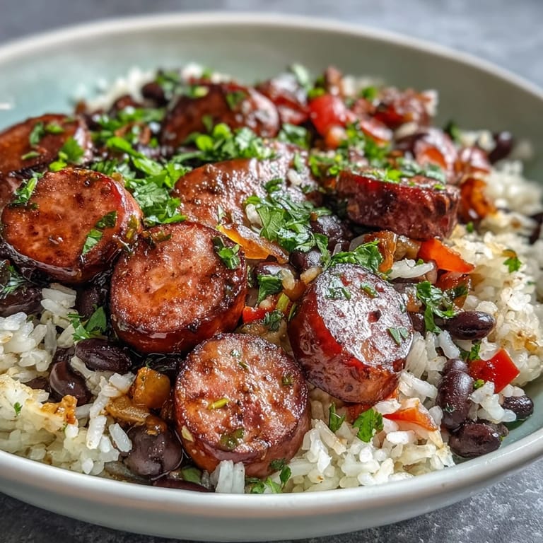 Smoky sausage, black beans, and rice skillet pictured, perfect for a comforting weeknight dinner.