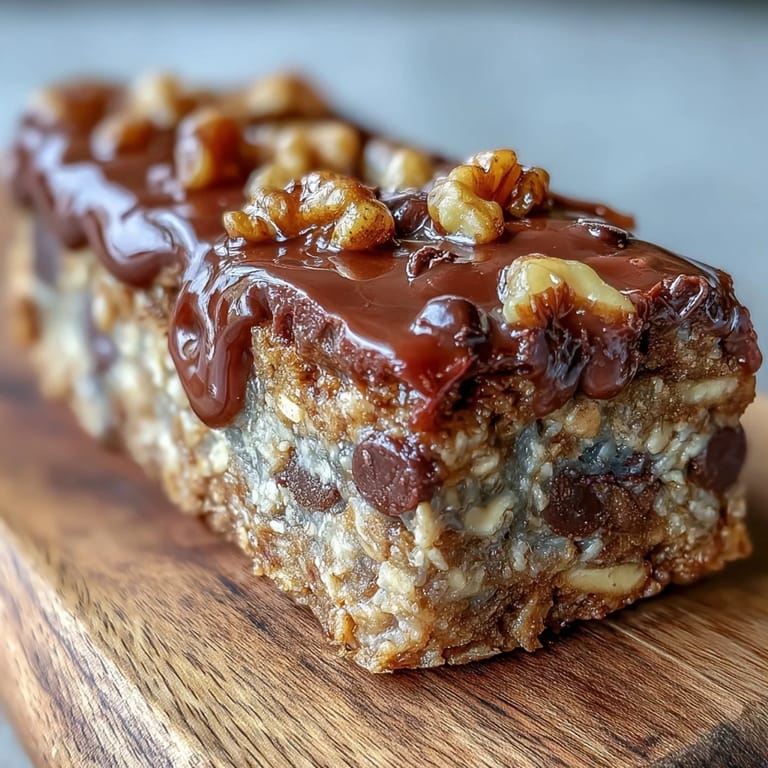 Fudgy, protein-packed Chunky Monkey Oat Bars cut into squares, showing banana and walnut chunks, ready for breakfast or a post-workout snack.