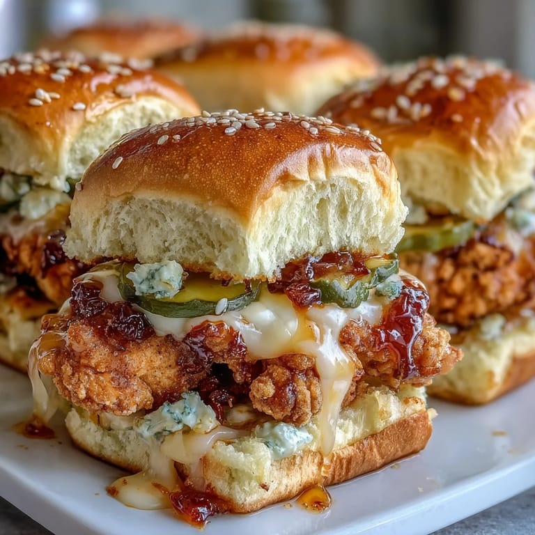 A pull-apart casserole dish of the Spicy Honey Butter Chicken Sandwich Bake, featuring toasted sesame seed buns and melted cheese, perfect for feeding a hungry crowd at game day.