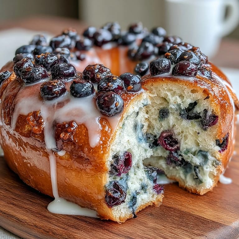 Soft protein-packed blueberry bagels with lemon glaze, baked golden brown and topped with a sweet, tangy citrus drizzle for breakfast.  