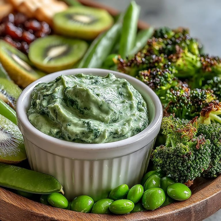 Festive St. Patrick's Day board featuring an array of green dips, fresh produce, and crunchy snacks for sharing.