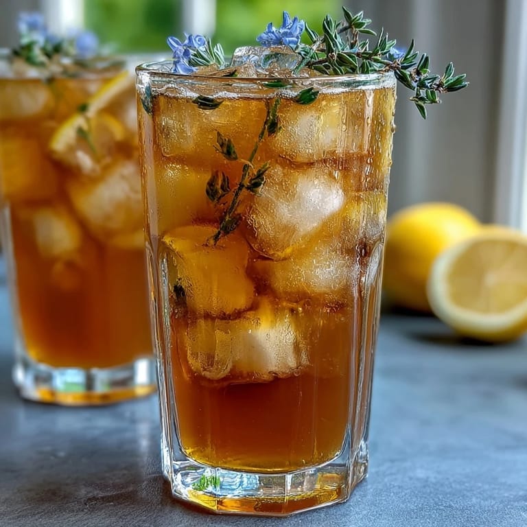 A refreshing spring drink featuring a glass of lavender honey lemonade, garnished with mint and served over ice.